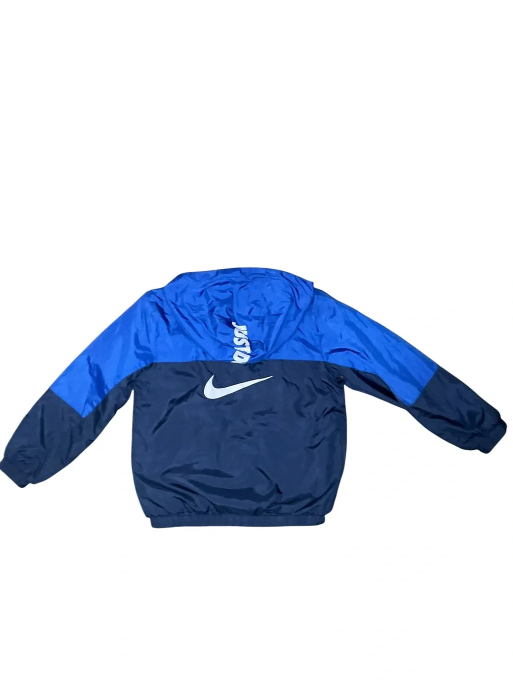 Nike Kids Blue and Navy Colorblock Fleece-Lined Hooded Fall Jacket-kids 7